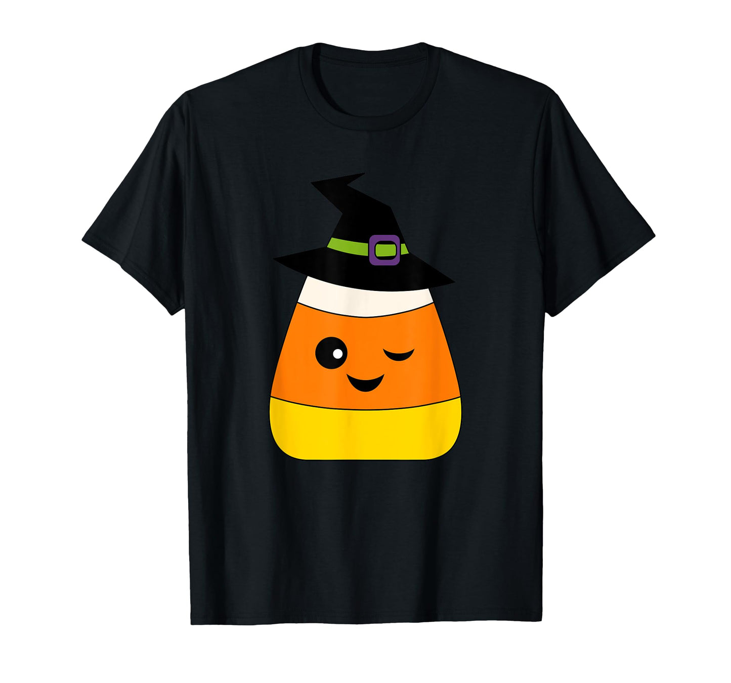 Candy Corn Emoticon Winky Face Witch Funny Halloween T-Shirt