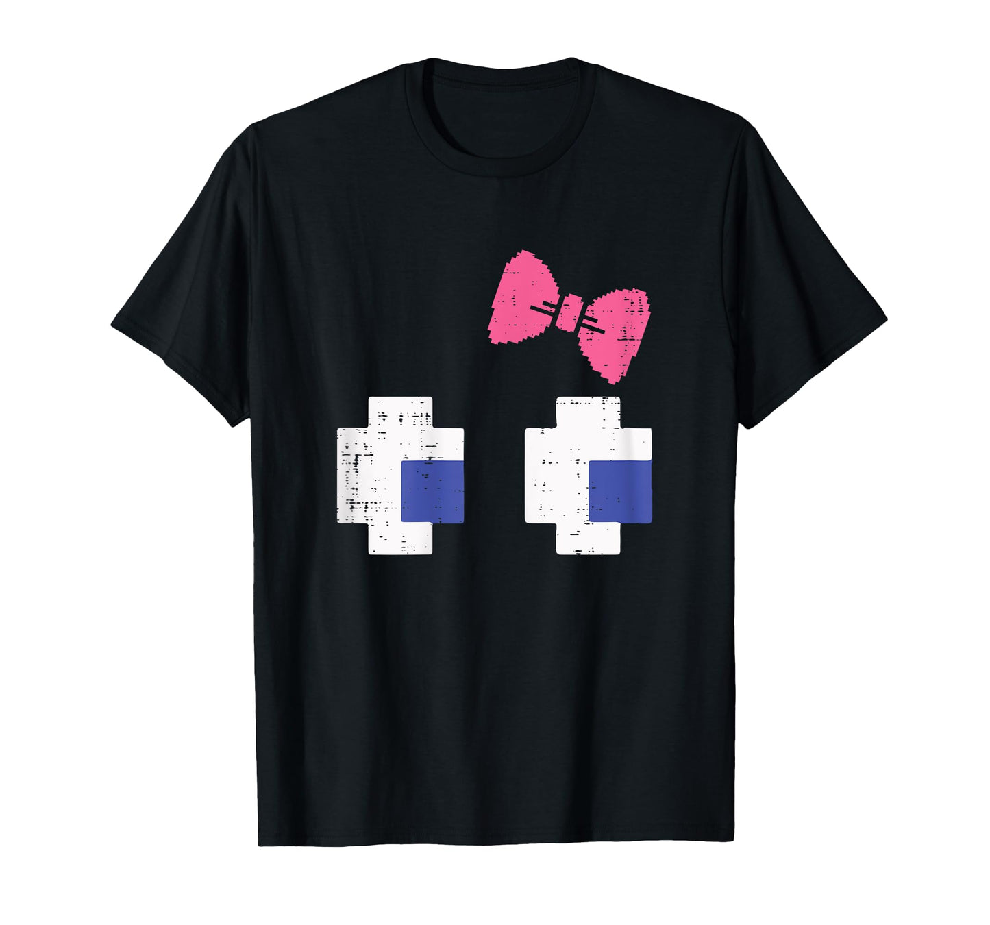 Halloween Gaming Pixel Eyes Bow Costume Girls Kids Women T-Shirt