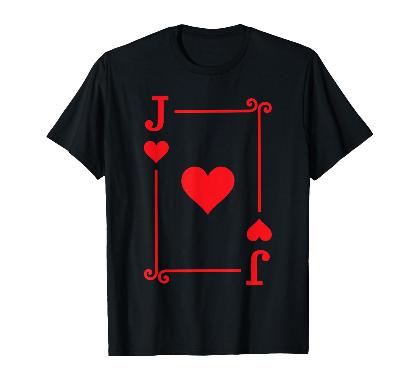 Playing Card Costume Tees & Gifts - Jack Card Hearts Suit T-Shirt - Black - Small - Unisex-Adult - Short Sleeve - Classic Fit