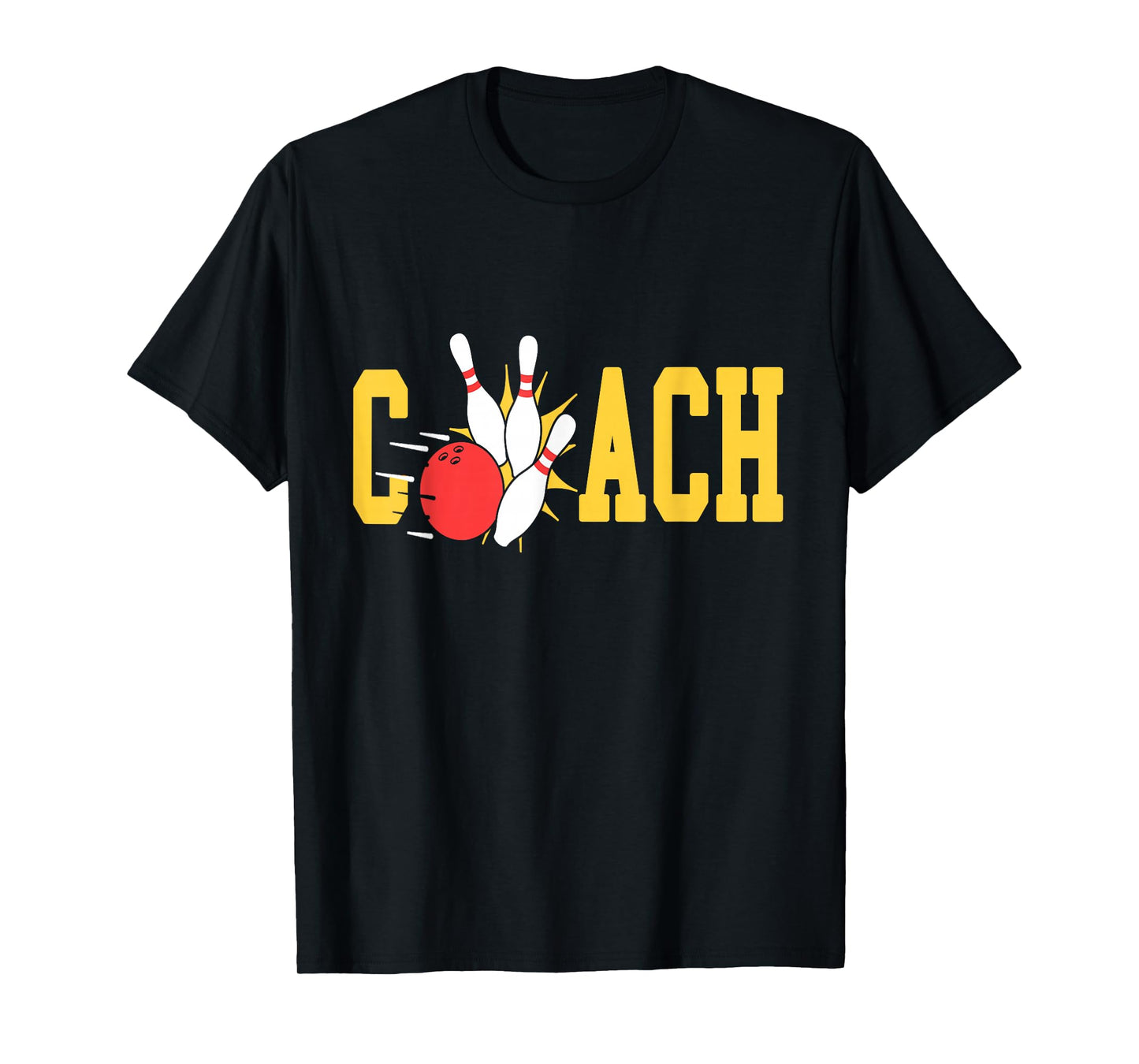 Bowling Coach Retro Strike Pins Ball Sports Team Fun T-Shirt