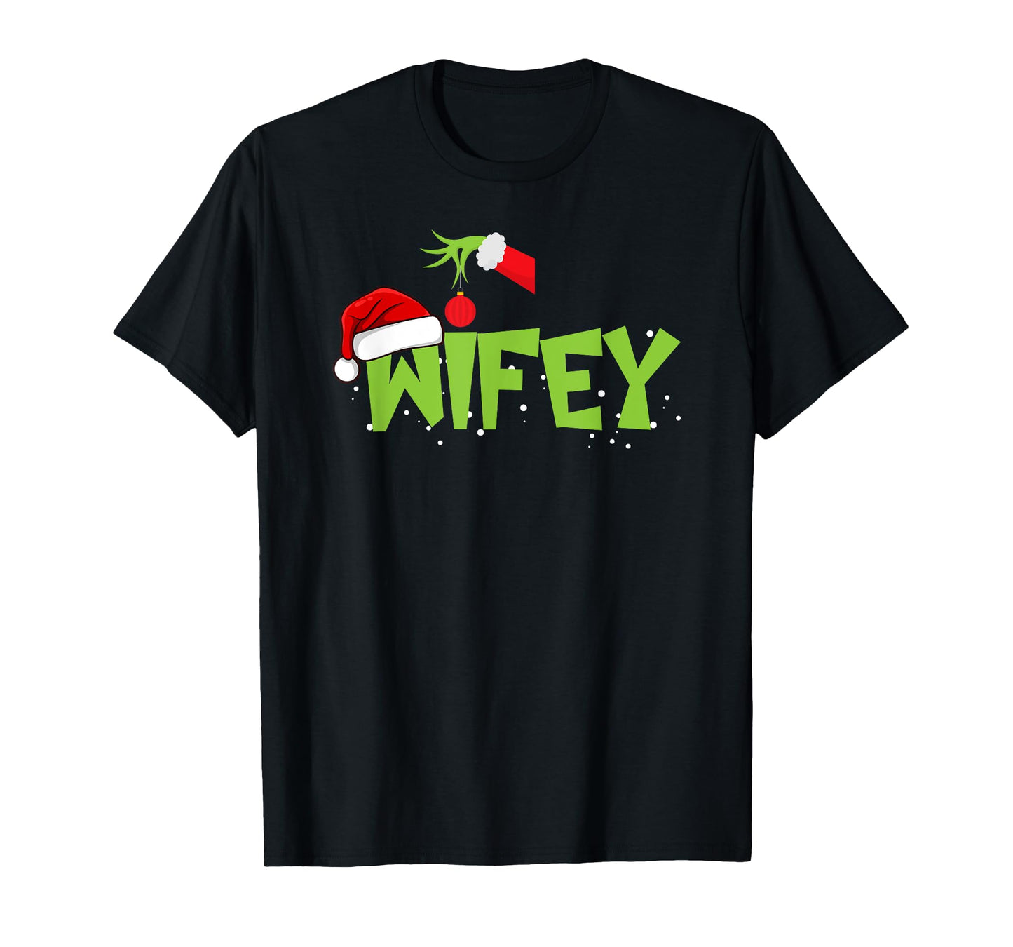 Santa Hat Wife Family Matching Christmas Lights Funny T-Shirt