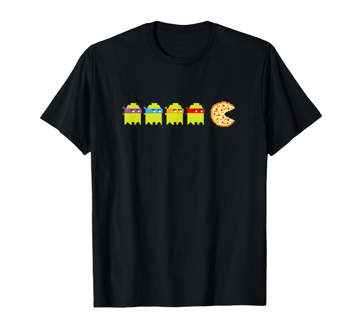 8-Bit Vintage Ghost Turtle Chasing Pizza Retro Arcade Game T-Shirt
