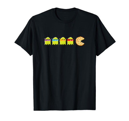 8-Bit Vintage Ghost Turtle Chasing Pizza Retro Arcade Game T-Shirt