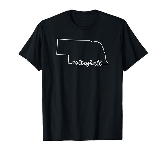 State of Nebraska Outline with Volleyball Script ACJ227b T-Shirt