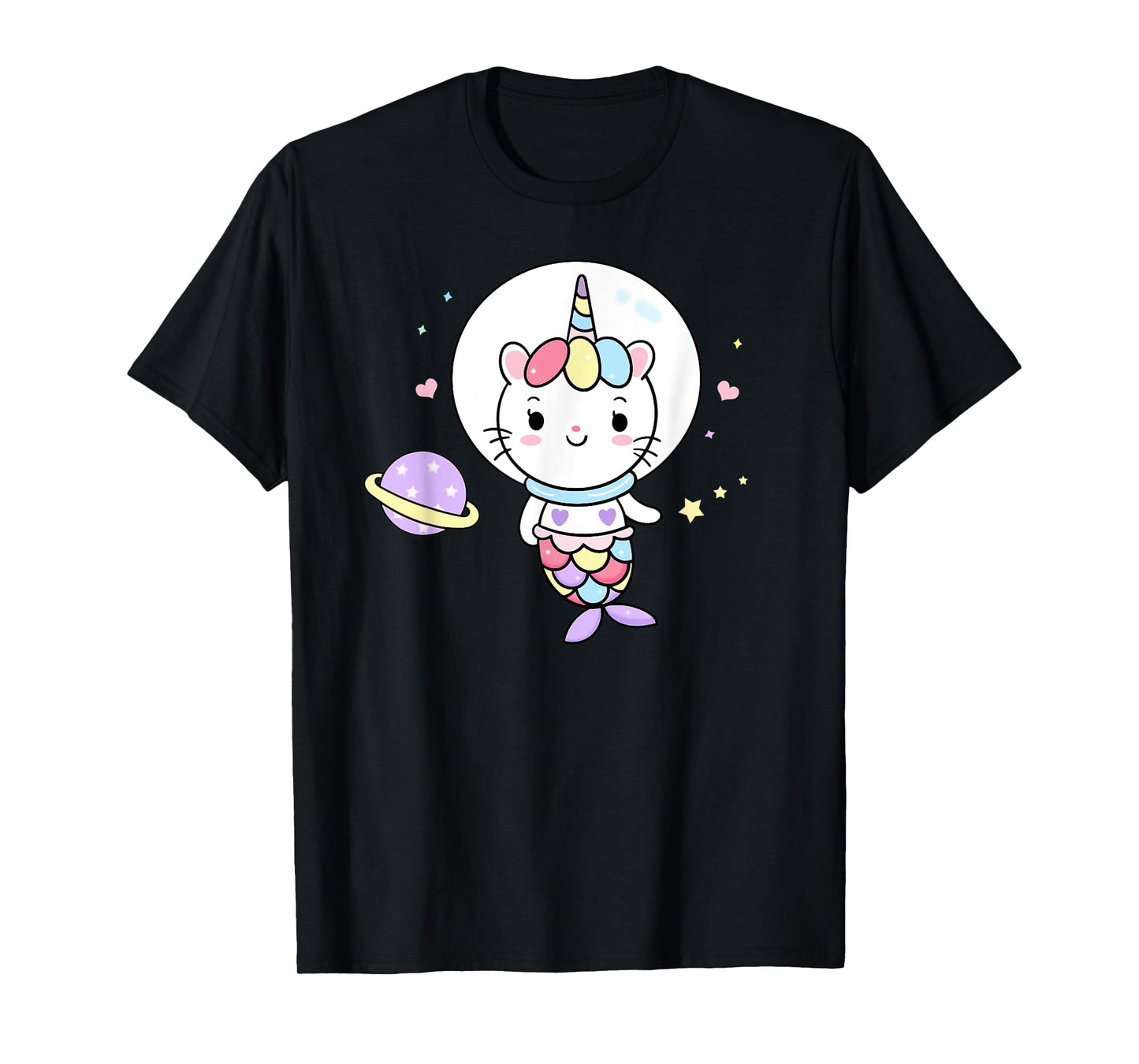 Cat Unicorn Mermaid in Space Cute Purrmaid Men Women Kids T-Shirt