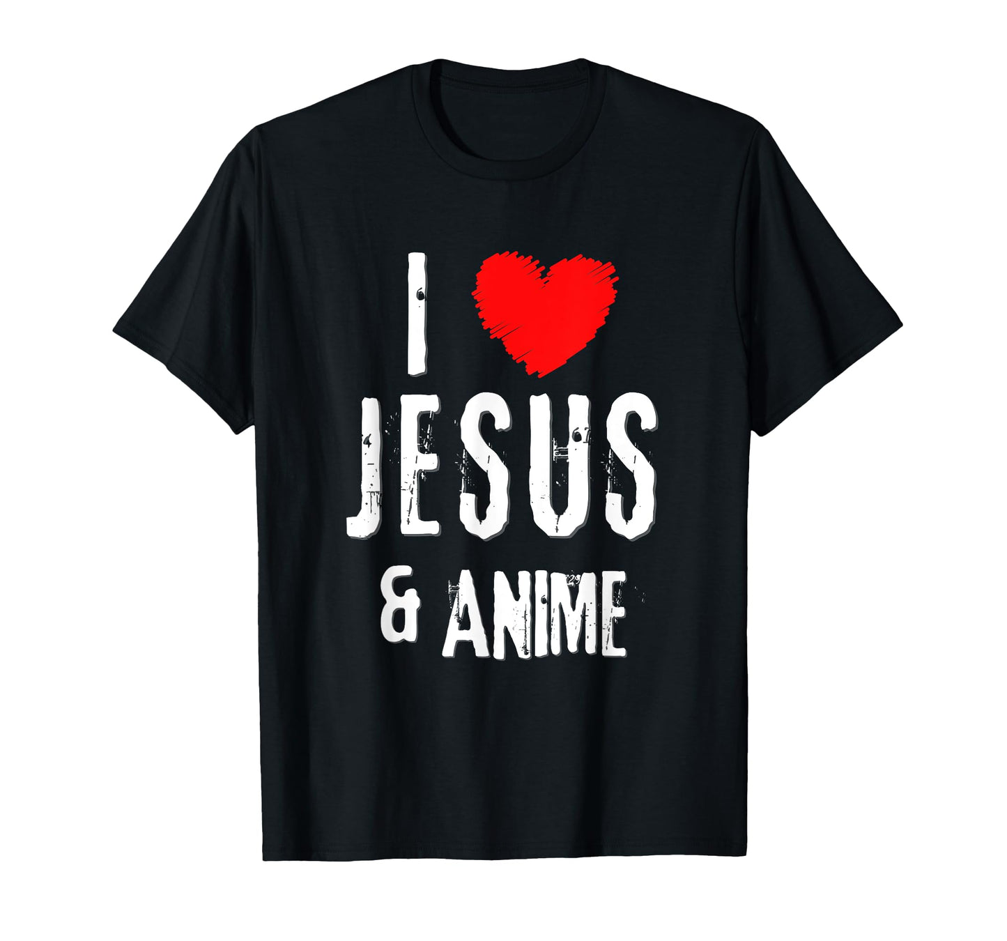 Vintage Grunge I Love JESUS & ANIME, Christian T-Shirt