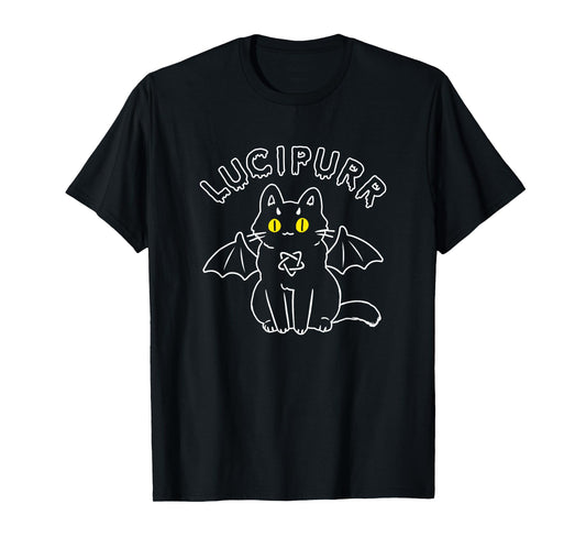 Lucipurr Cute Vampire Goth Cat With Pentagram And Bat Wings Men Women Girls Kids T-Shirt