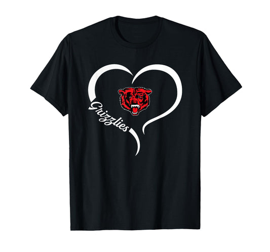 Northside Grizzlies Logo Half Heart Slogan HS T-Shirt