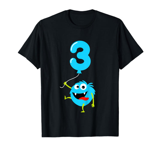 Kids 3rd Birthday Cute Monster Gift Shirt For 3 Year Old Boys T-Shirt