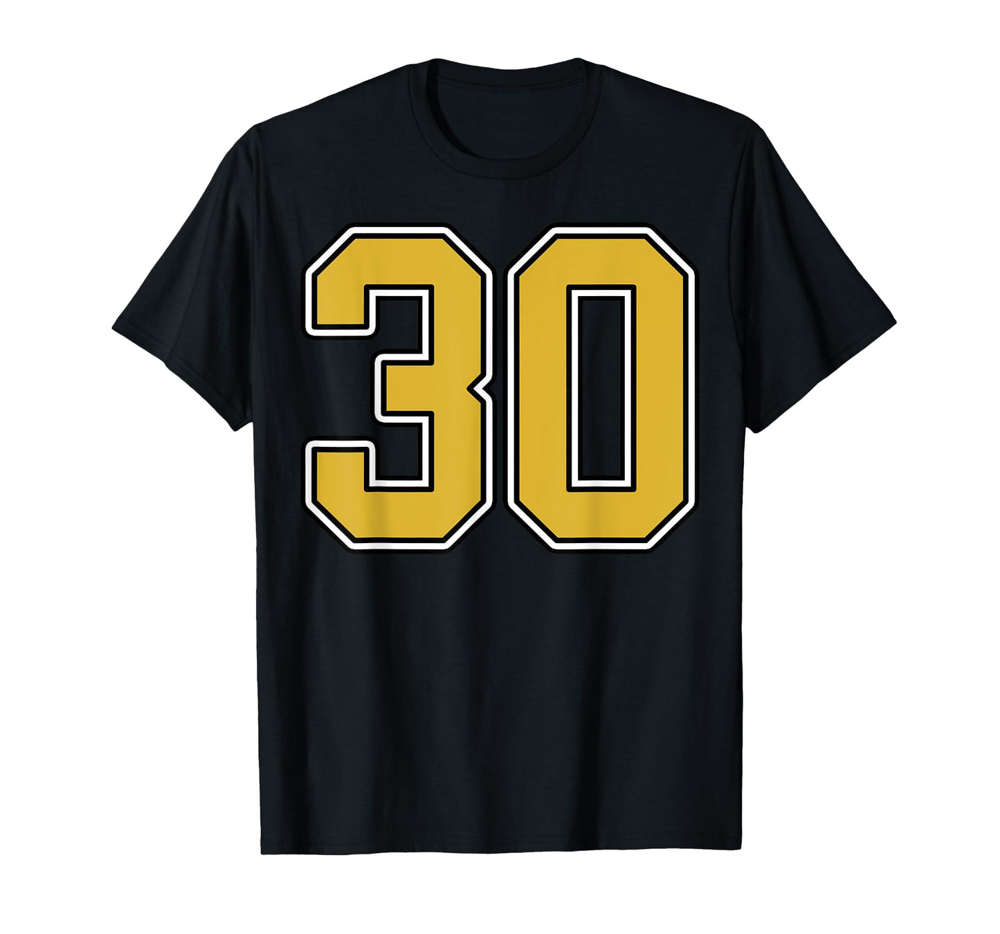 Old Gold Black White Sports Number 30 Jersey Uniform Player T-Shirt