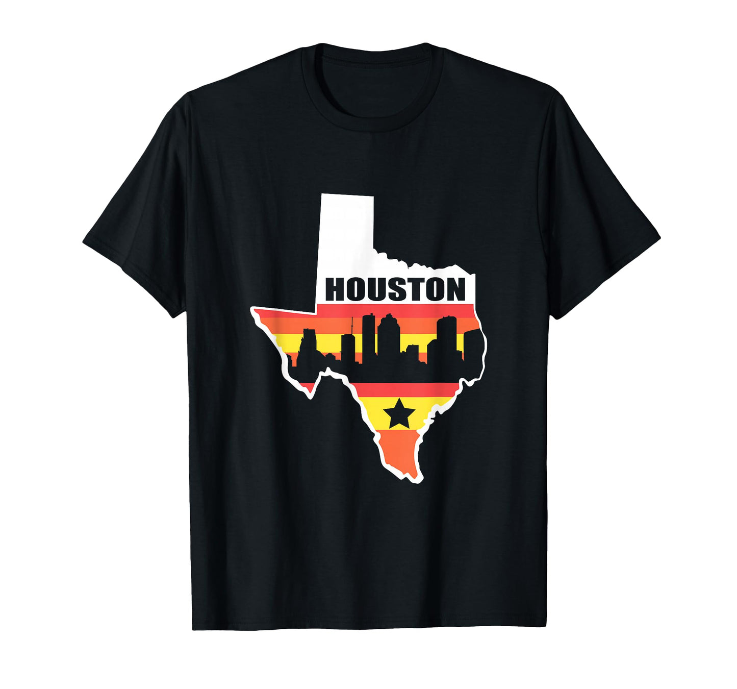 Houston Texas Vintage State Flag Houston Skyline T-Shirt