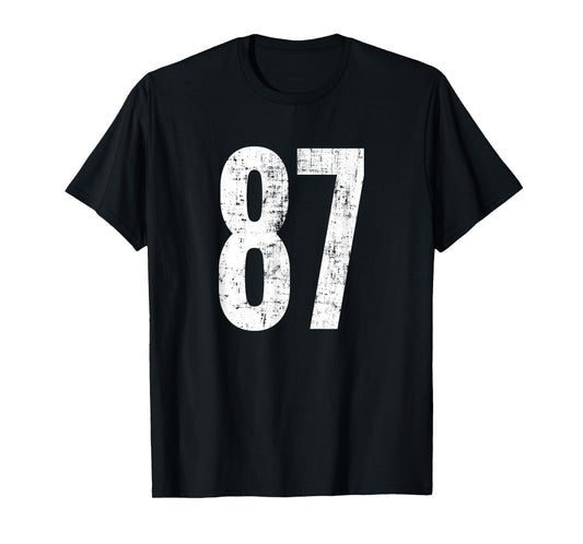 Number 87 Eighty-Seven Distressed Vintage Sport Team Players T-Shirt