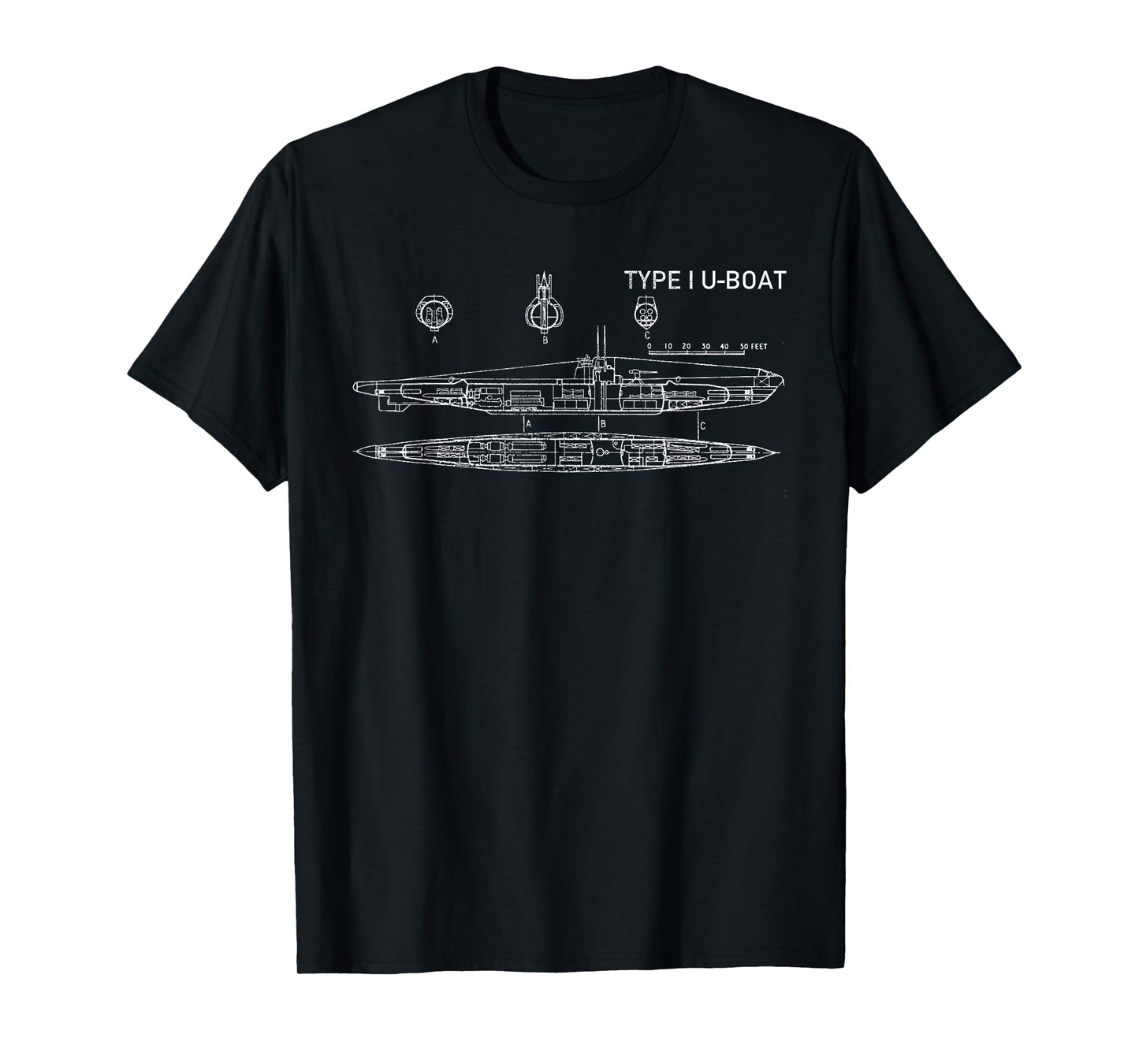 Type I U-boat WWII German Submarine Blueprints T-Shirt