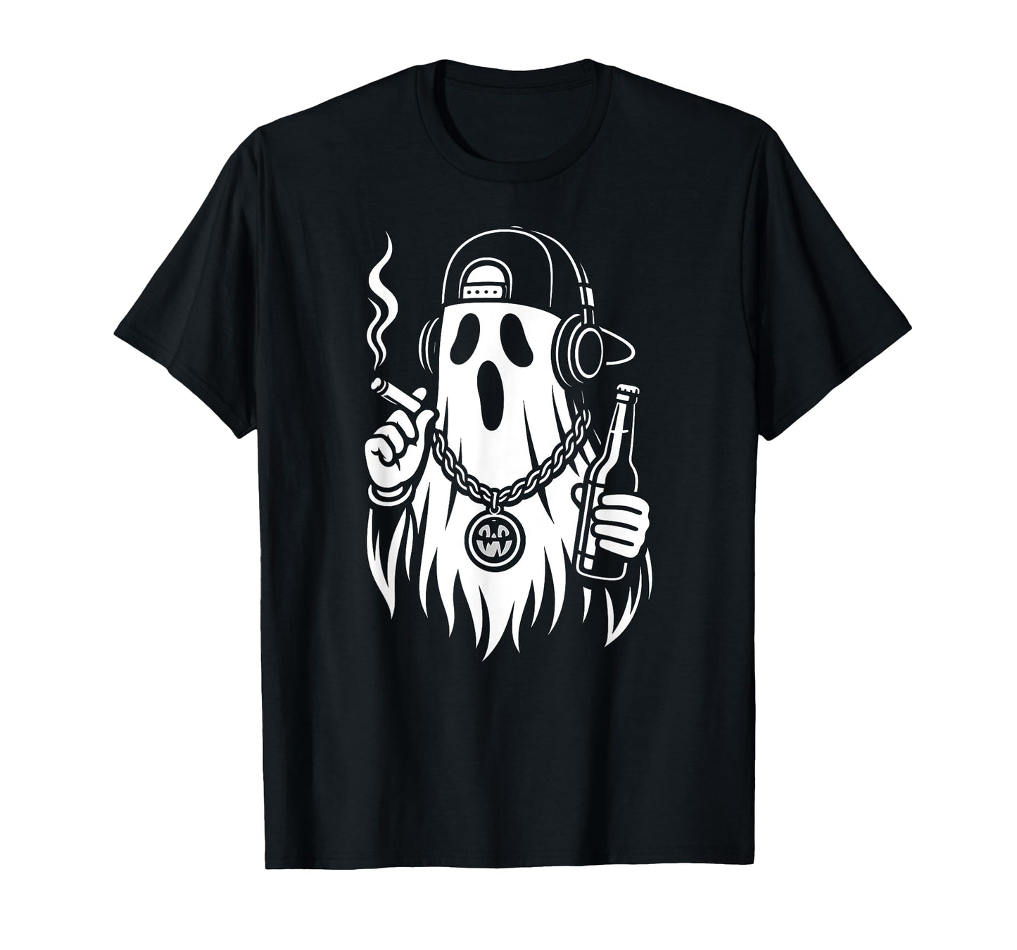 Ghost Halloween Beer Cigarette Hip Hop Men Women T-Shirt