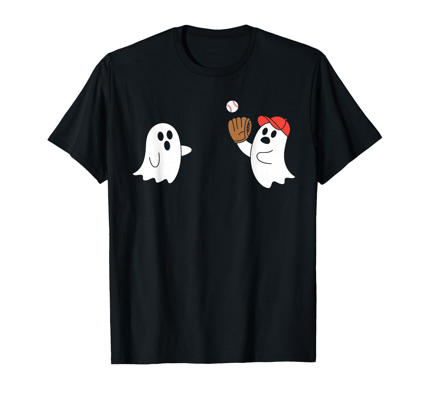 Cute Ghosts Playing Baseball Lovers Spooky Halloween Costume T-Shirt