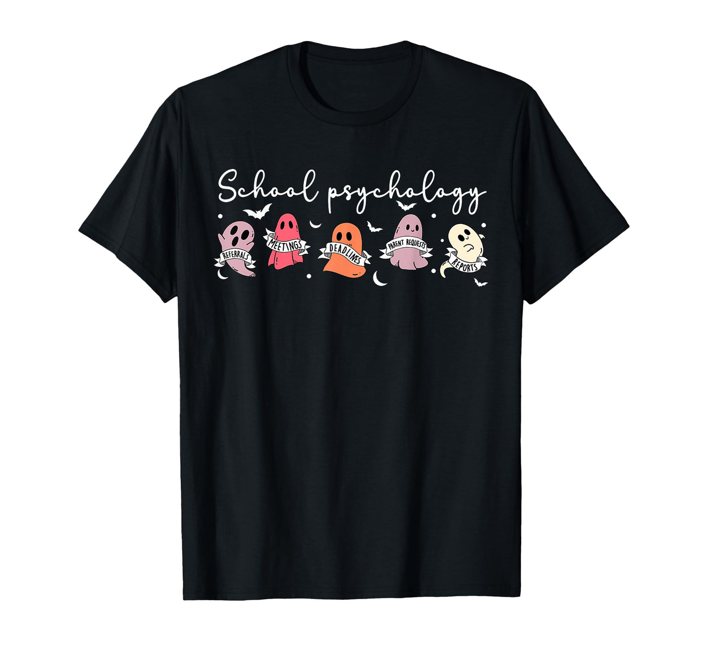 Retro Cute Ghost School Psychologist Halloween Psychologist T-Shirt