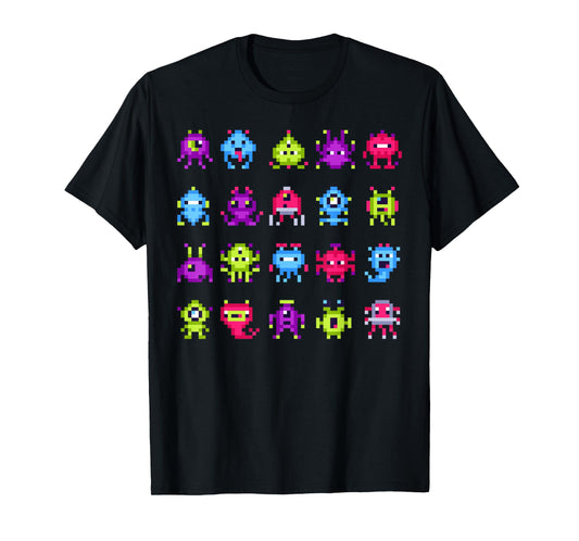 INVADERS Shirt I Love 80s Retro 8 Bit Pixel Space Monsters T-Shirt