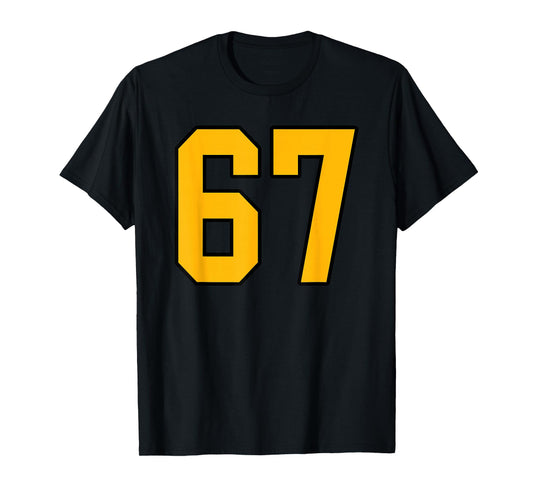 Gold and Black Sports Number 67 Jersey Uniform Player T-Shirt