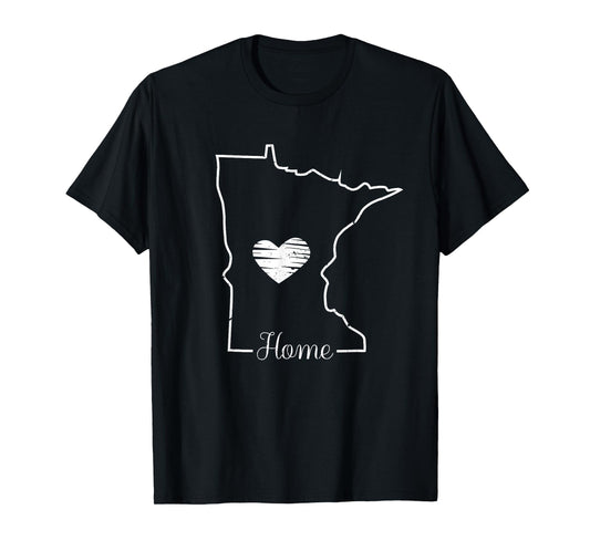 Minnesota Home Shirt MN Graphic Map with Heart T-Shirt
