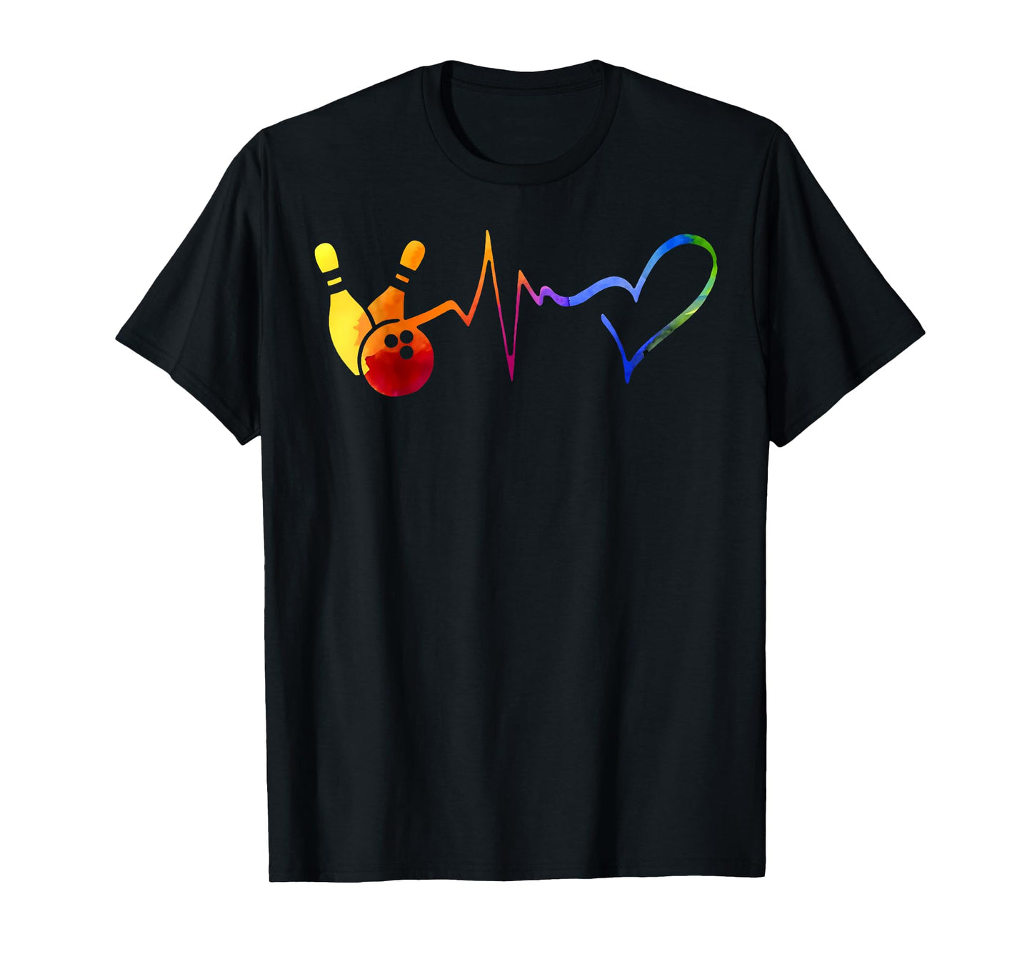 Bowling Heartbeat Tie Dye Colorful Bowling Game Day Bowling T-Shirt