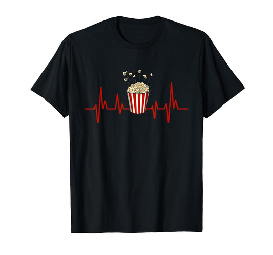 Popcorn Lover Movie Night Snack Heartbeat Popcorn T-Shirt