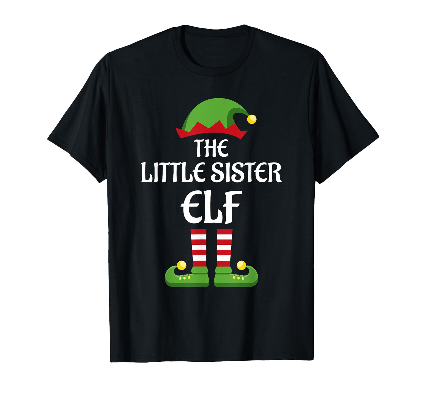Little Sister Elf Family Matching Group Christmas T-Shirt