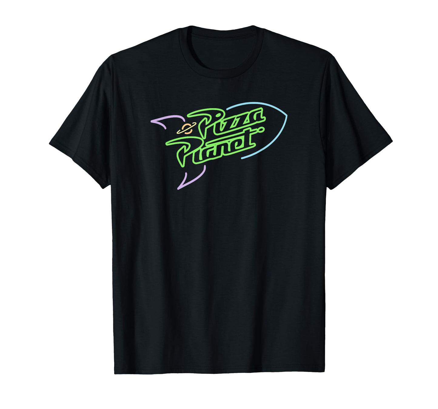 Disney Pixar Toy Story Pizza Planet Neon Spaceship Logo T-Shirt