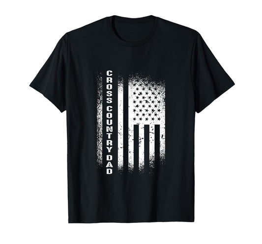 Cross Country Dad Running Vintage American Flag XC Runner T-Shirt for Men