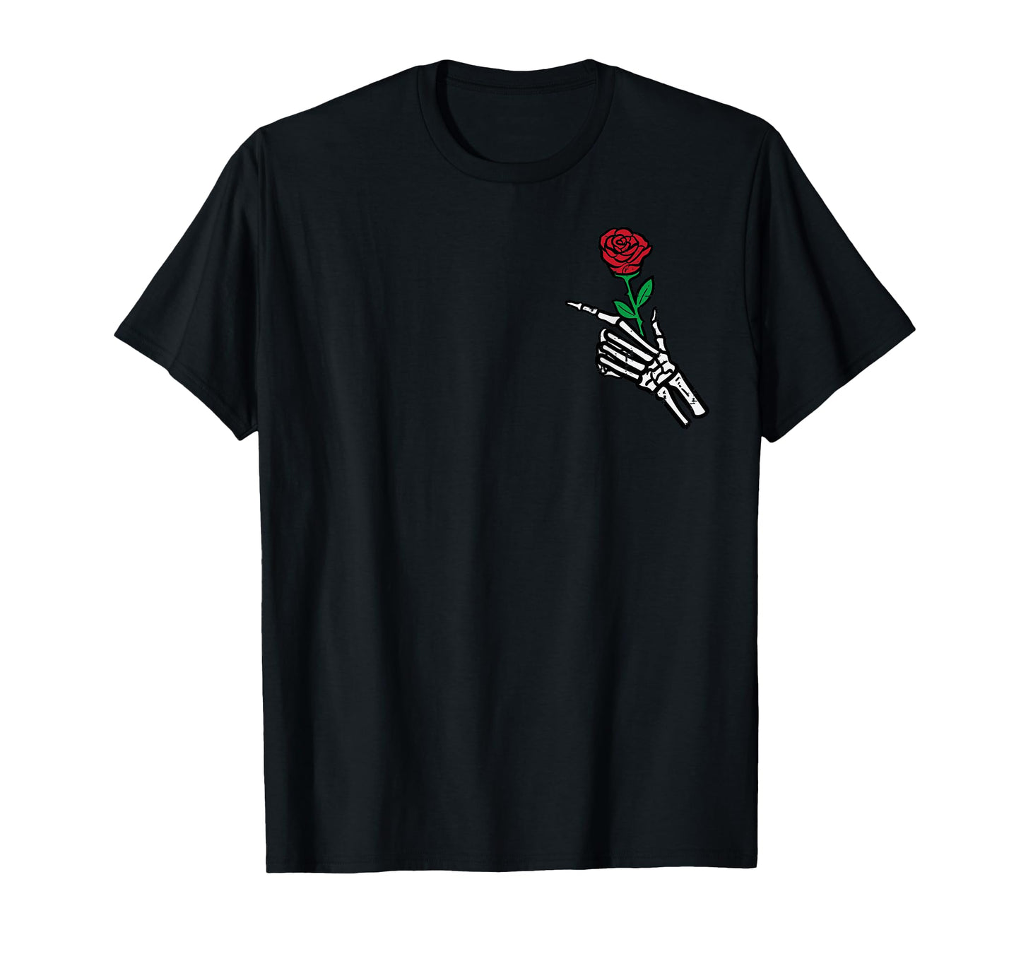 Halloween Skeleton Hand Rose Costume Pocket Men Women Kids T-Shirt