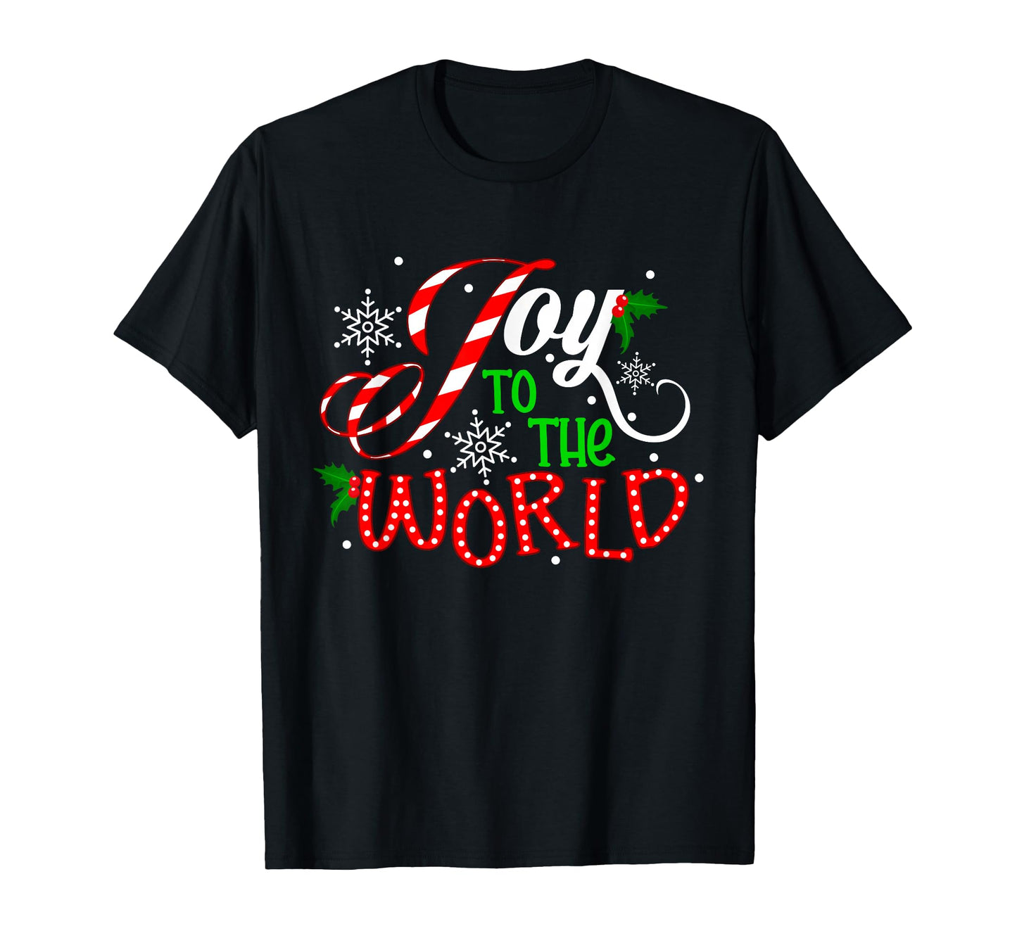 Joy To The World Candy Cane Christmas Pajamas Xmas Kids T-Shirt