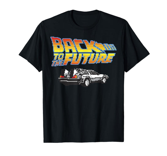 Back To The Future 8-Bit Delorean Logo Graphic T-Shirt T-Shirt