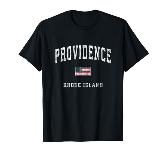 Providence Rhode Island RI Vintage American Flag Sports Women Kids Men T-Shirt