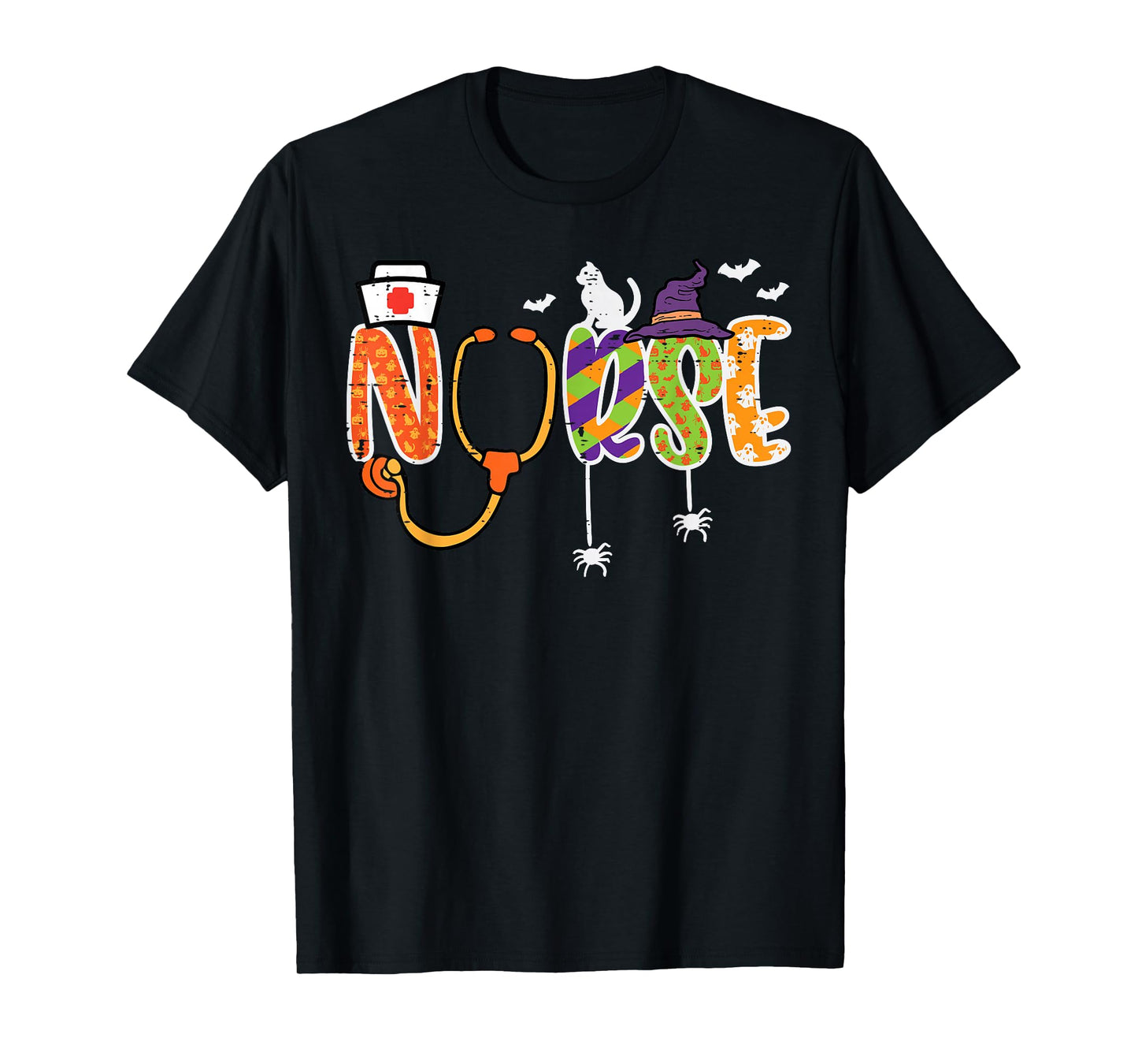 Halloween Nurse Stethoscope Cute Scrub Top Costume Men Women T-Shirt