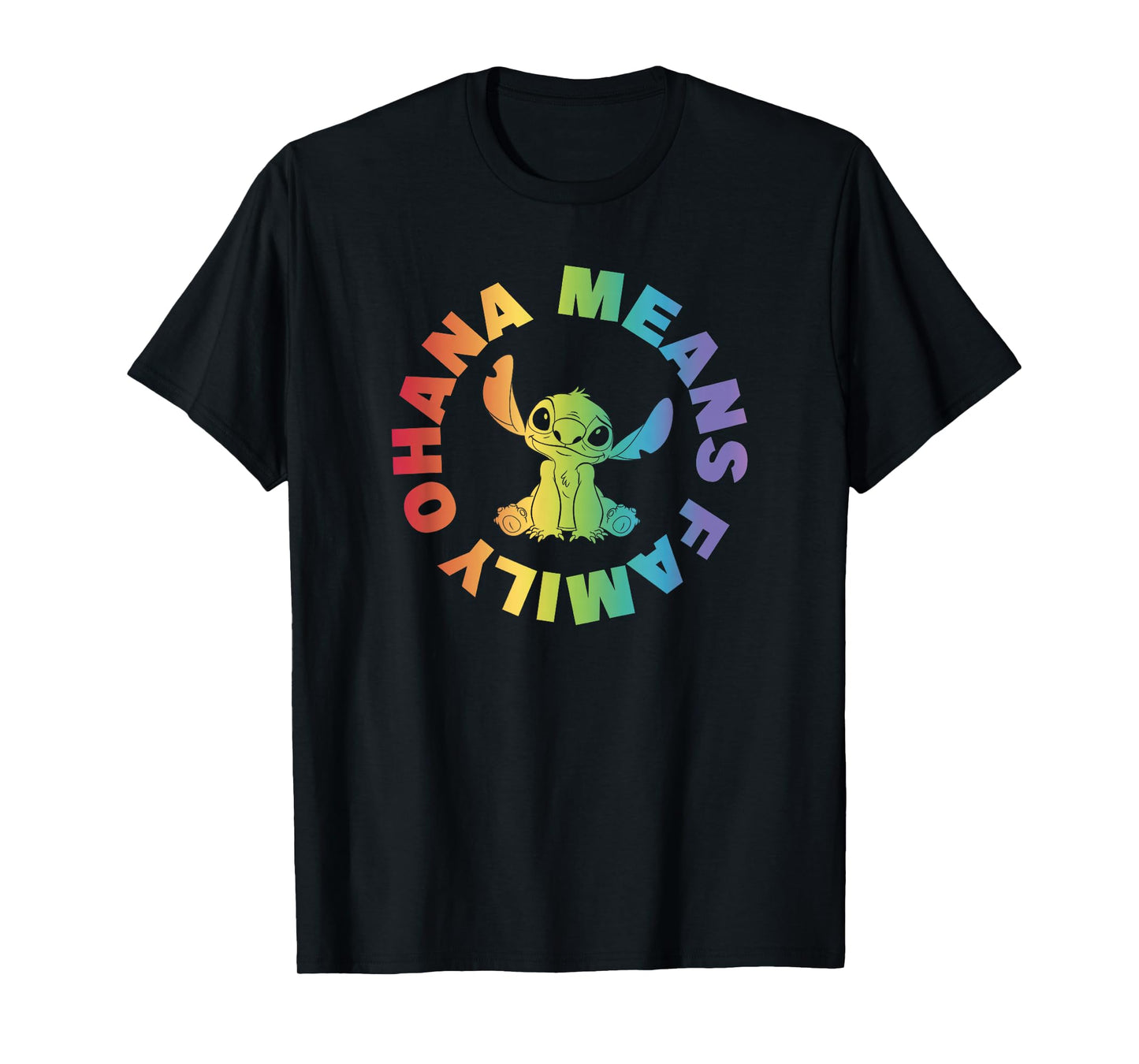 Disney Lilo & Stitch Ohana Means Family Rainbow Circle T-Shirt