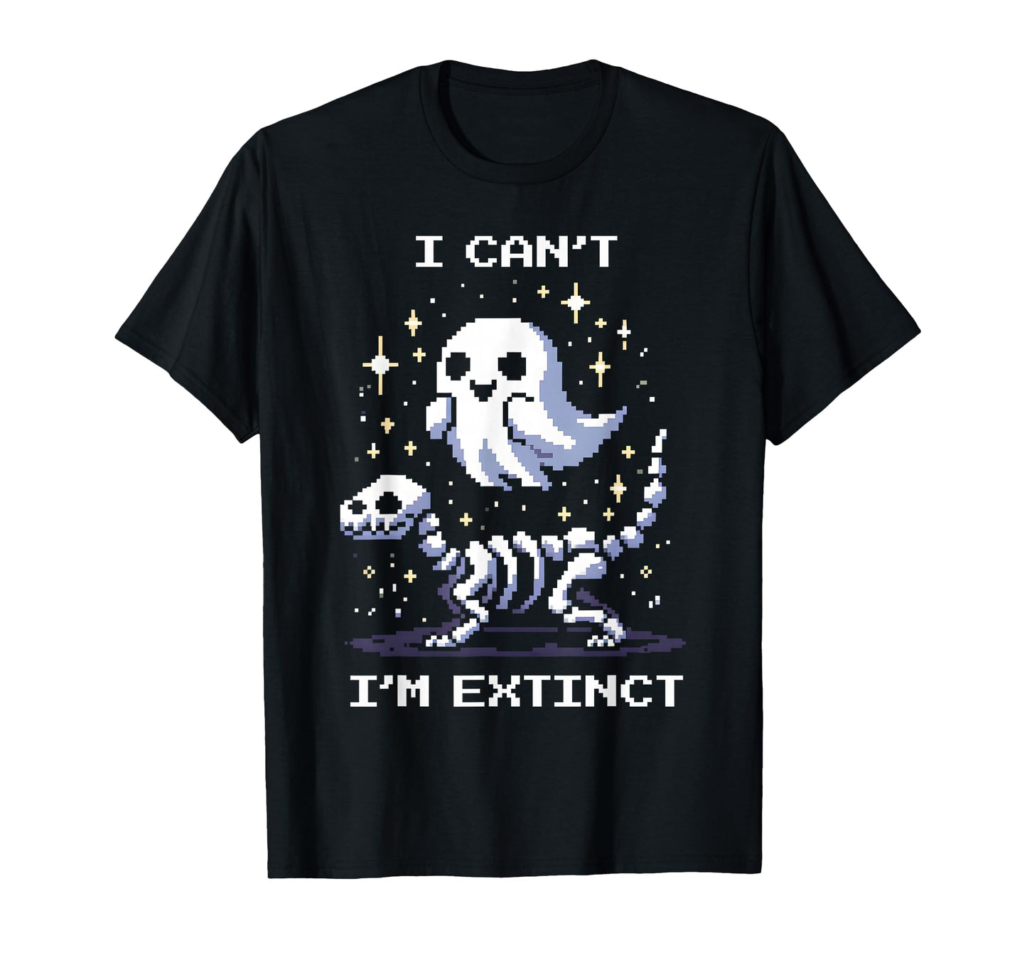 I Can’t, I’m Extinct | Pixel Art Dinosaur Fossil T-Shirt