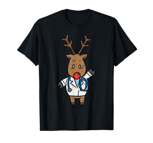 Reindeer Doctor Nurse Stethoscope Medical Christmas PJ T-Shirt