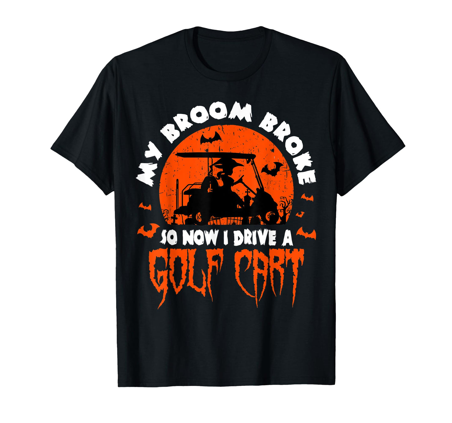 Halloween Golf Cart Witch Broom Broke Player Golfer Sport T-Shirt