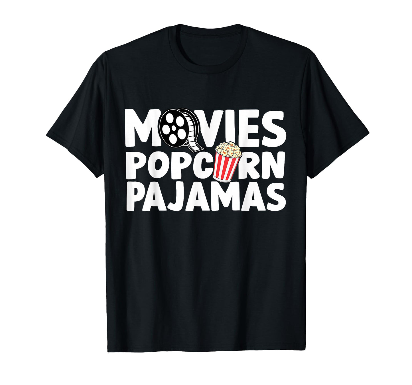 Movies Popcorn and Pajamas Popcorn Movie Night T-Shirt