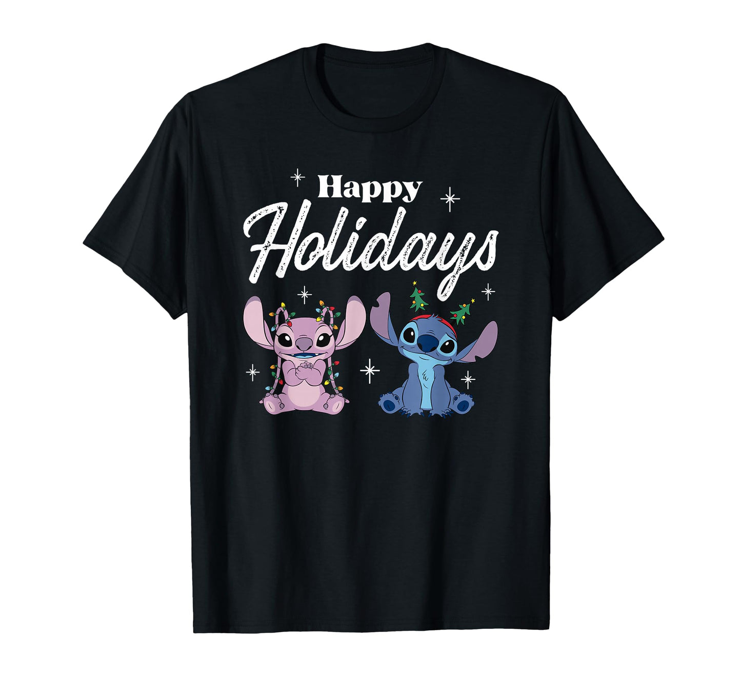 Disney Lilo & Stitch Christmas Happy Holidays Stitch & Angel T-Shirt