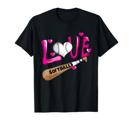 Love Softball Girl Softball Bat Women Field Player T-Shirt