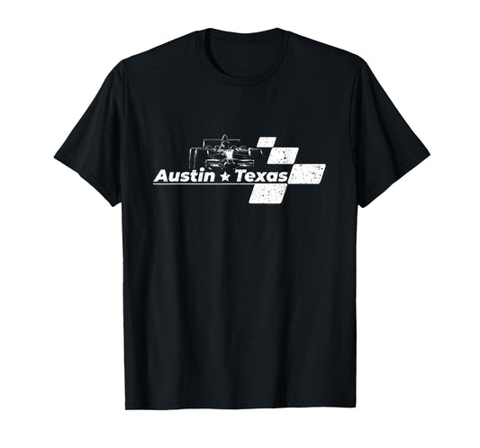 Vintage Checkered Racing Flag Austin Texas Race Car T-Shirt