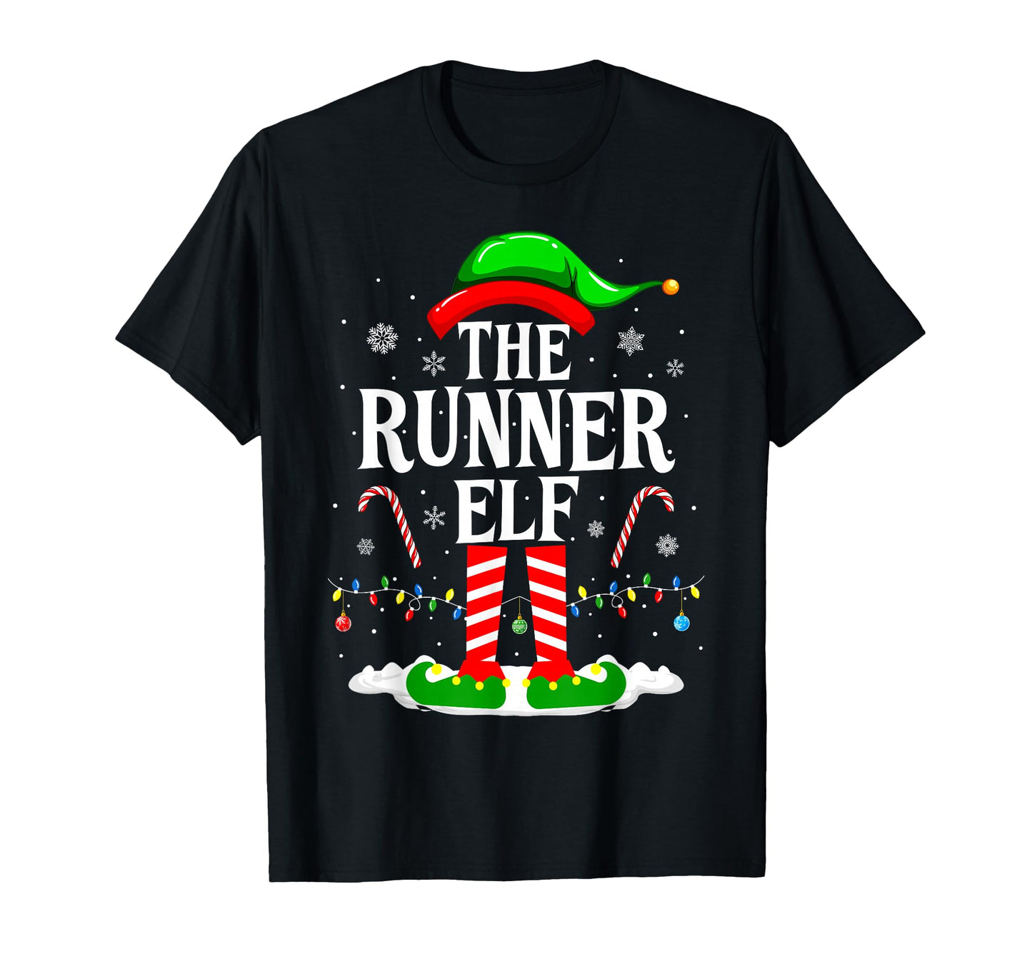The Runner Elf Xmas Funny Runners Christmas Running T-Shirt