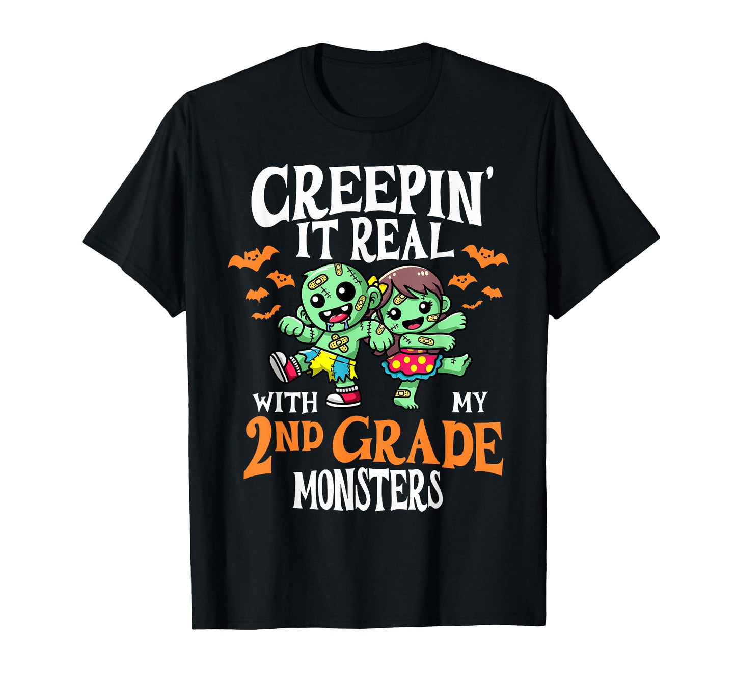 Creepin It Real Monster School 2nd Grade Teacher Halloween T-Shirt