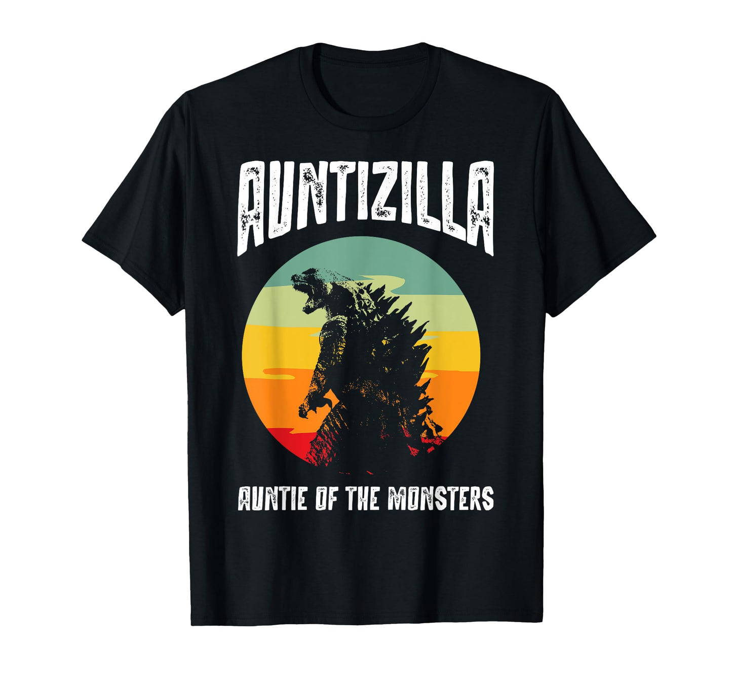 Auntzilla Aunt Of The Monsters Retro Vintage Sunset T-Shirt
