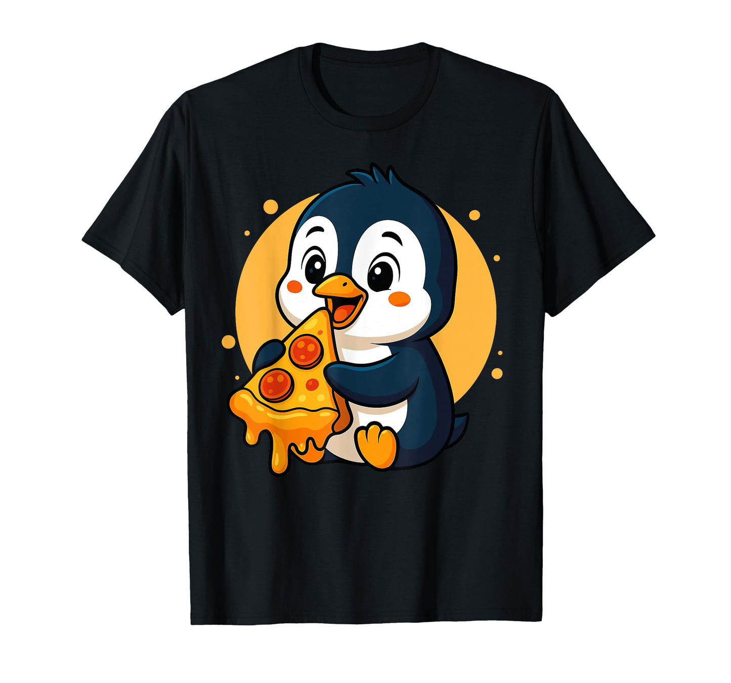 Funny Penguin Eating Pizza Graphic Boys Girls Penguin Lover T-Shirt