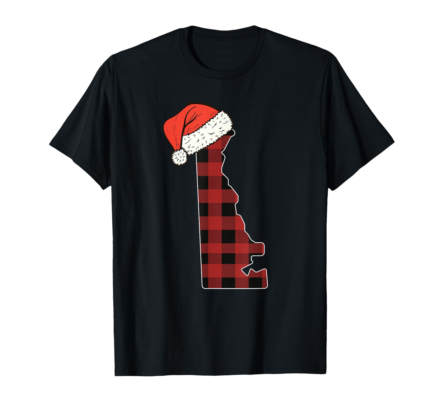 Delaware Plaid Christmas Santa Hat Holiday Matching Design T-Shirt
