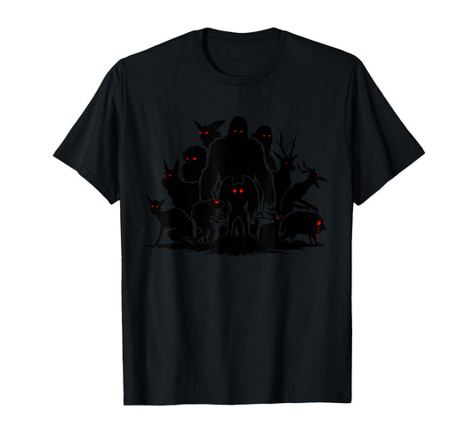 Funny Cryptid Monsters Bigfoot Mothman Wendigo Cryptozoology T-Shirt