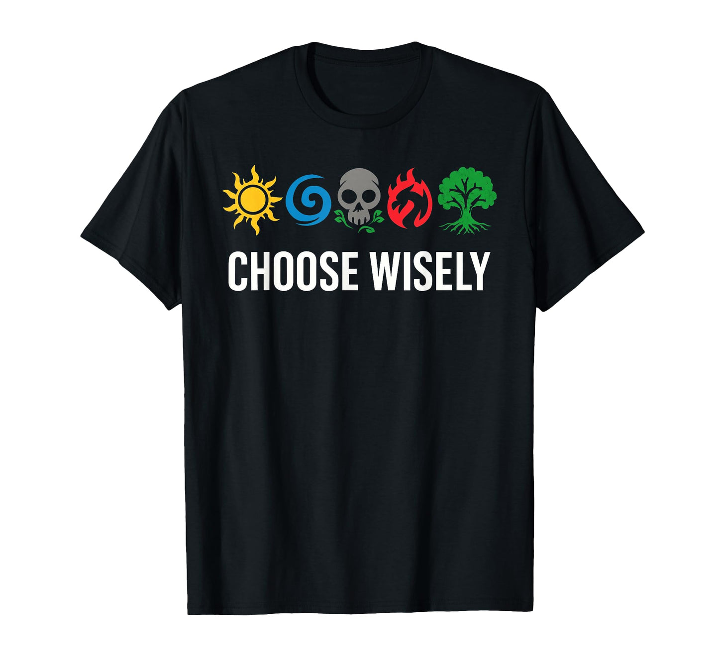 Mana Symbols Gathering Magic - Choose Wisely Blue Red Green T-Shirt