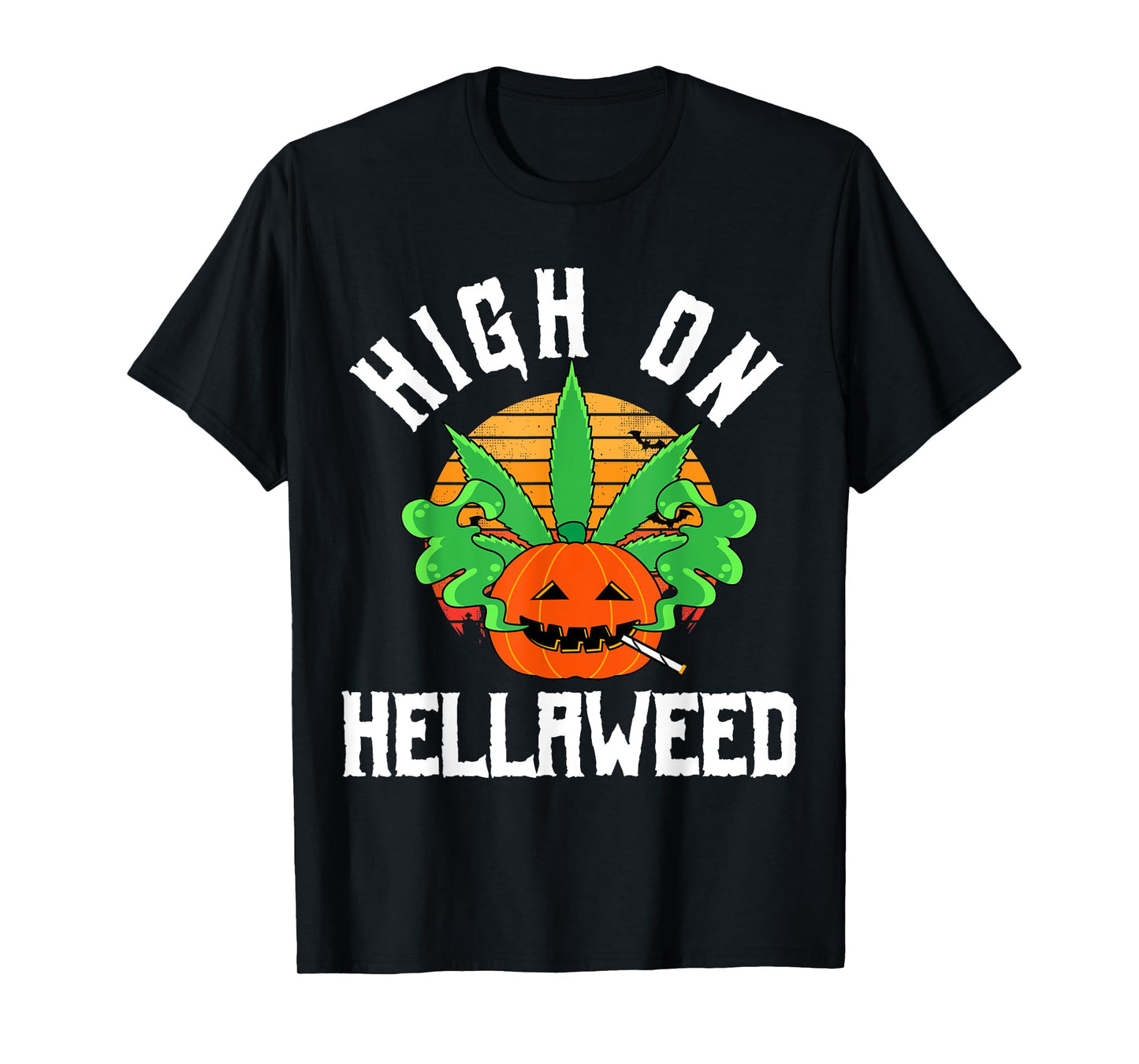 Pumpkin Smoking Weed Costume Retro Funny Halloween Gifts T-Shirt