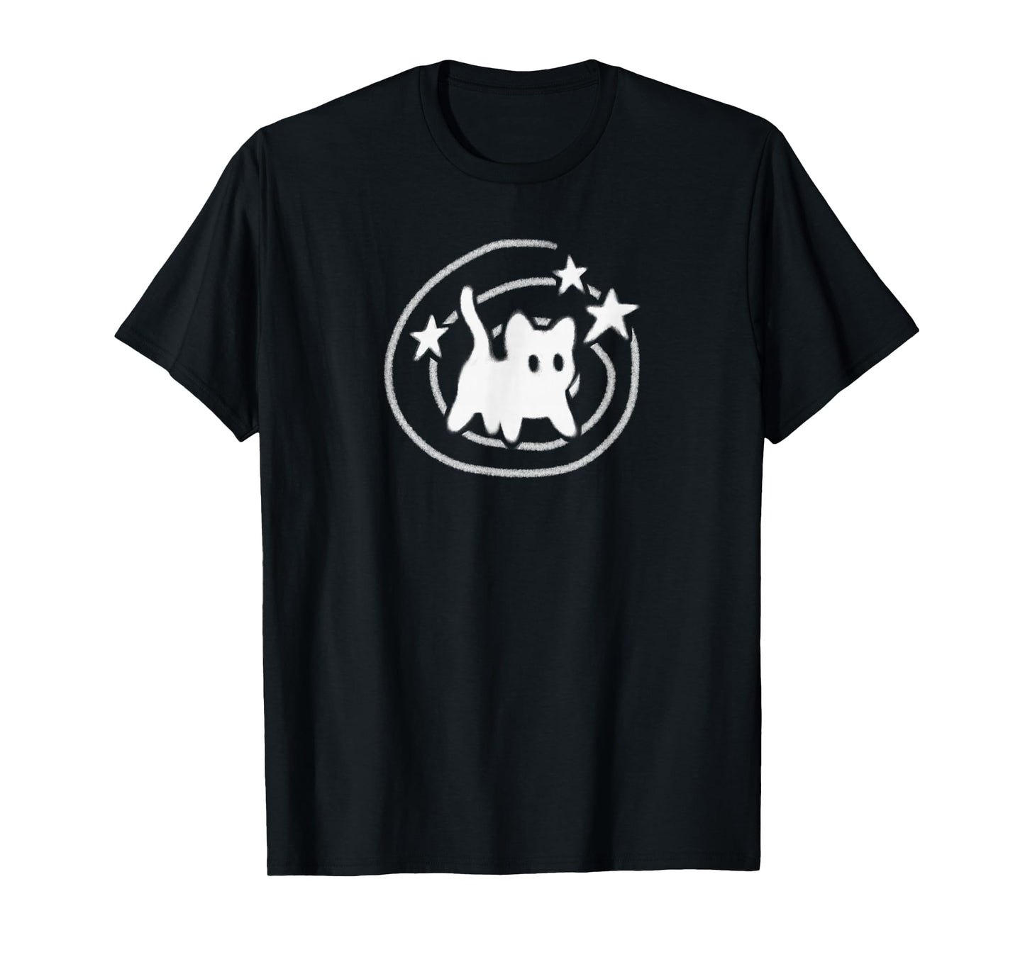 Y2K 90s Scary Tomcat Cat is Scared Under Starry Tail T-Shirt